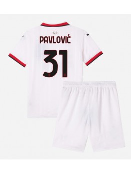 AC Milan Strahinja Pavlovic #31 Dječji Gostujuci Dres kompleti 2024-25 Kratak Rukavima (+ kratke hlače)